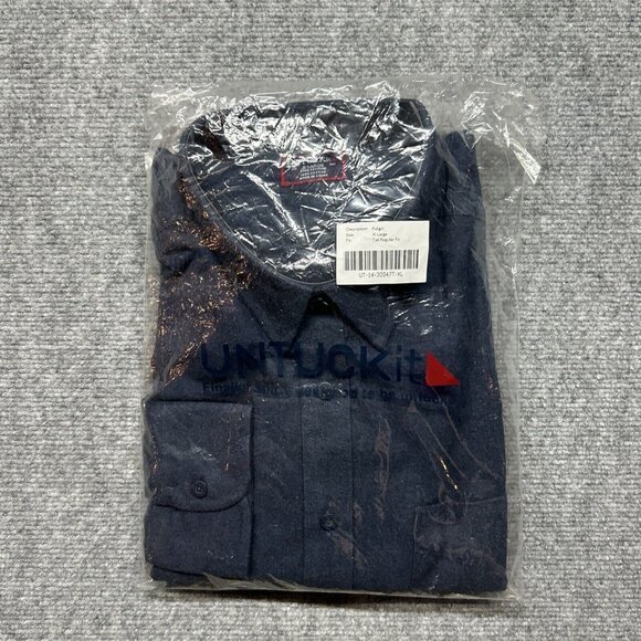UNTUCKit Fuligni Shirt Mens XLT Regular Blue Flannel Long Sleeve Cotton New - Picture 11 of 11